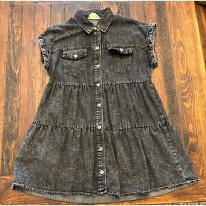 Savannah Jane Tiered Black Denim Dress, Women's sizes Medium Large